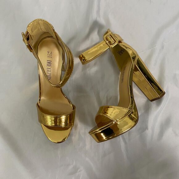NEW Dream Pairs Metallic Gold High Heels / Open Toe Platform Sandals US 7.5 - Picture 2 of 8